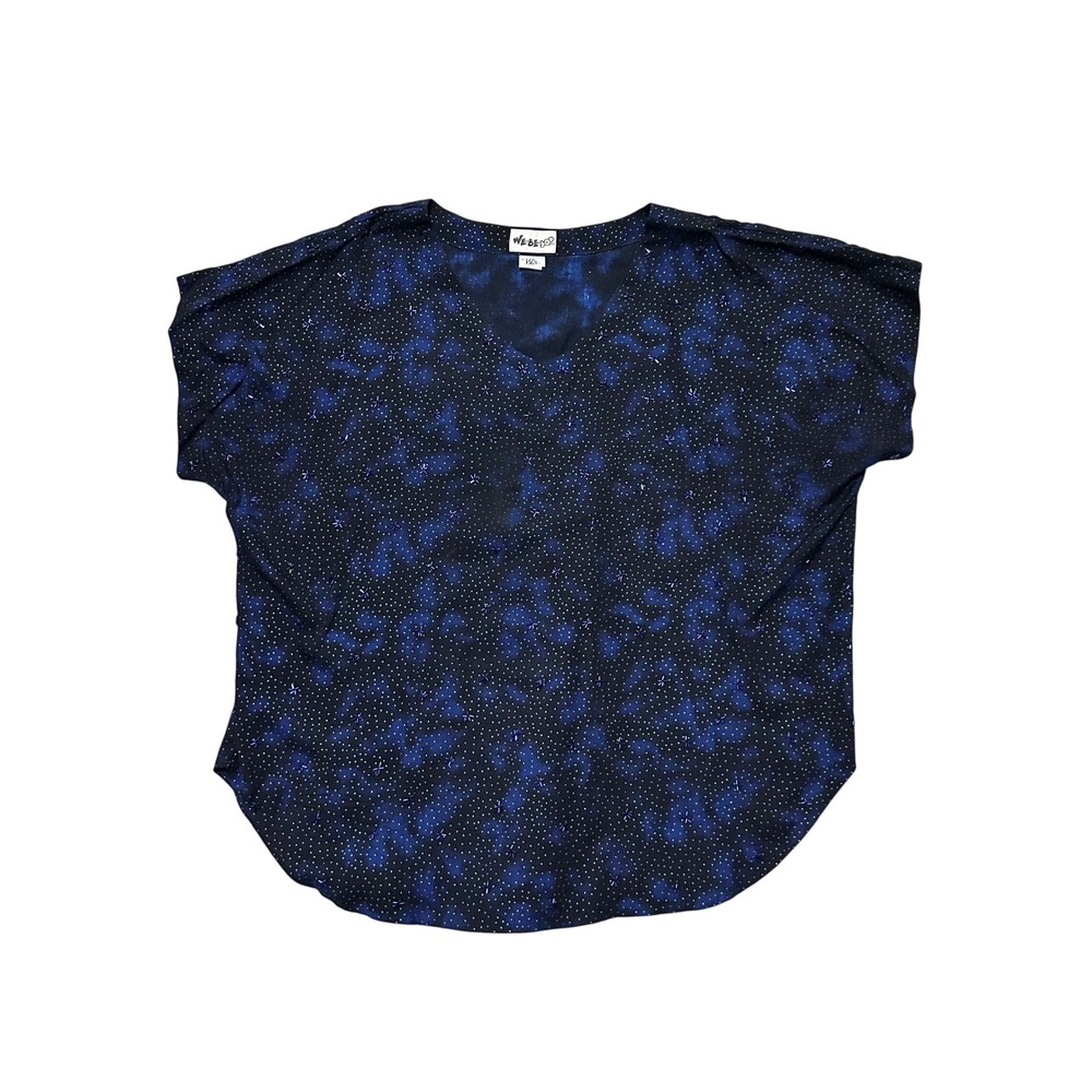 We Be Bop Womens 2X Navy Black Beaded Gold Dot Celestial Blouse Oversized Top